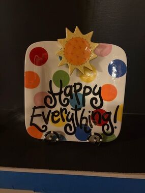 Happy Everything Polka Dot Decorative Plate - Multicolor